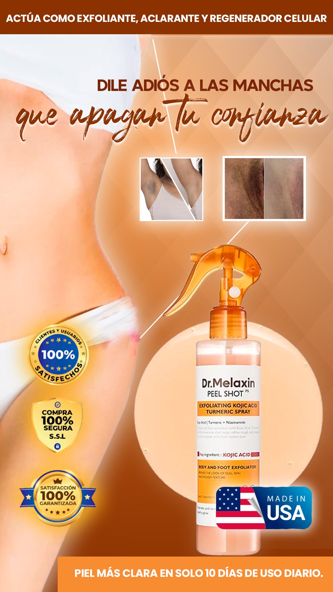 Dr. Melaxin Body Spray| Exfoliante coreano para una piel uniforme